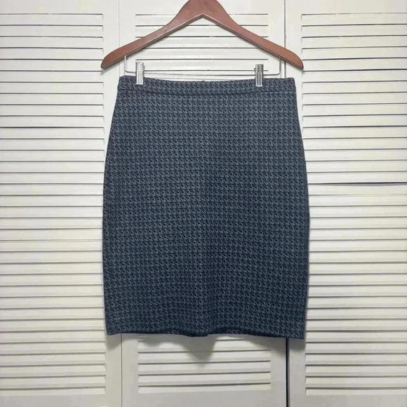 Banana Republic Blue Cotton Knot Zig Zag Geometric Patterned Pencil Skirt 6 - Picture 1 of 7
